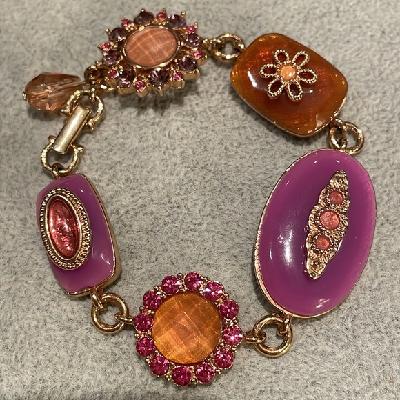 Liz Claiborne Sherbert Bracelet Pink & Orange & gold 7” - Picture 3 of 9